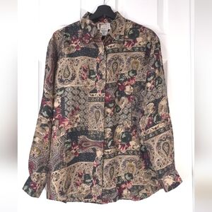 Dalia Artistic Silk Blouse with Rich Hues